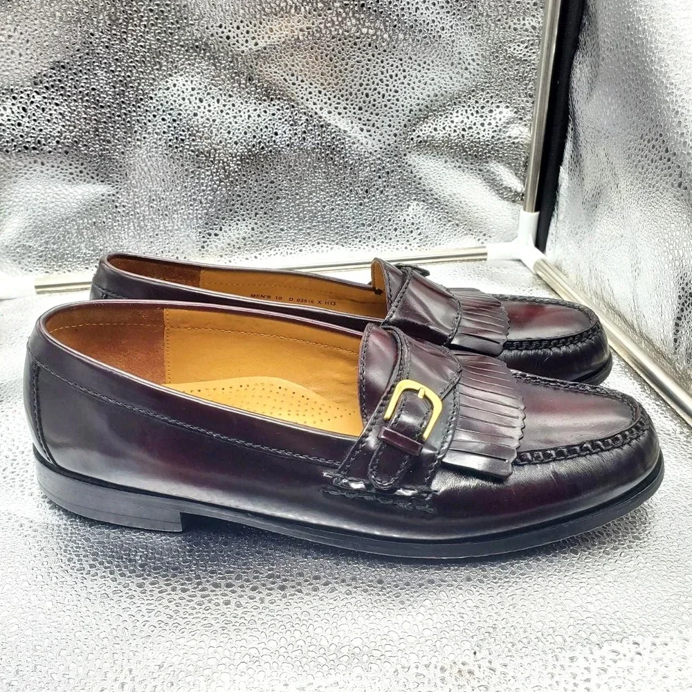 Cole Haan‎ Kiltie Fringe Monk Strap Loafer Dress Shoes Mens 10 Oxblood Leather